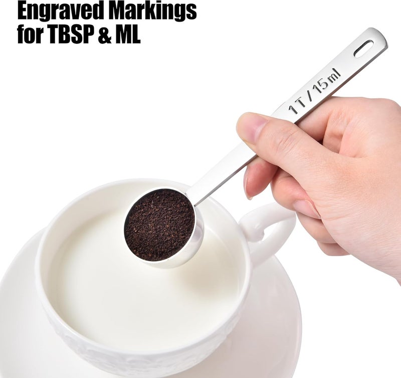 Doosu 18/8 Stainless Steel Coffee Scoop, Food-Grade Metal Measuring Spoon with 4.3in Long Handle, Tablespoon Scooper for Coffee Beans, Ground Coffee, Espresso, Protein Powders, Tea, Sugar (1 Tbsp) - Image 4